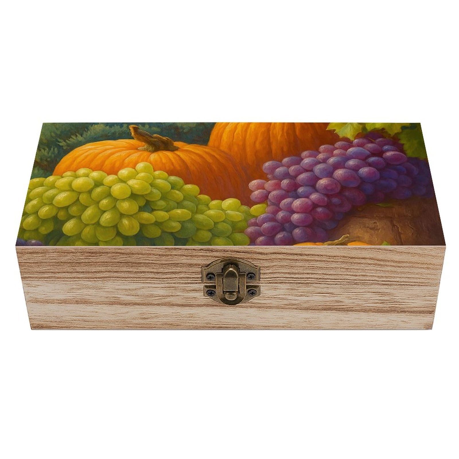 SMAZDFXX Rustic Harvest Pumpkin Grape Vegetable Wooden Storage Box Multipurpose Decorative Box for Jewelry Photo Home Decor