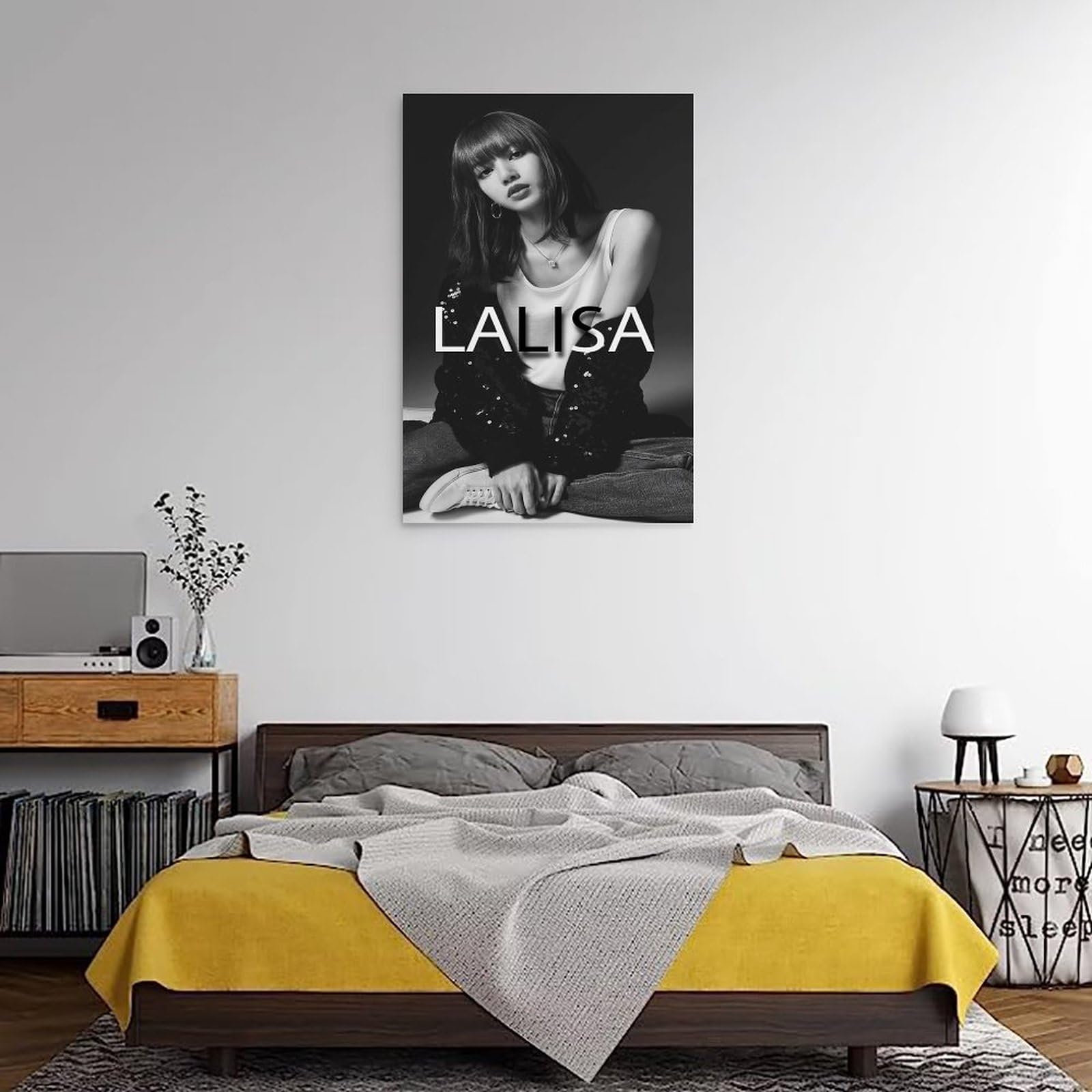 Blackpink Lisa Black White Art Poster Peinture décorative sur toile Art mural Salon Poster Chambre Peinture sur toile Poster et Art mural Impression d'image moderne Décoration de salle familiale 61 x