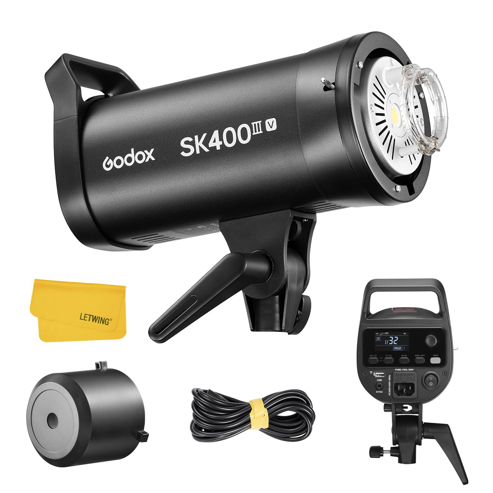 Godox SK400III-V SK400IIIV Studioblitz, 400 Ws Monoluz Bowens Halterung, 2,4 G kabelloses X-System, 0,1-1,5 s Recycelung, 10 W LED-Modellierlampe