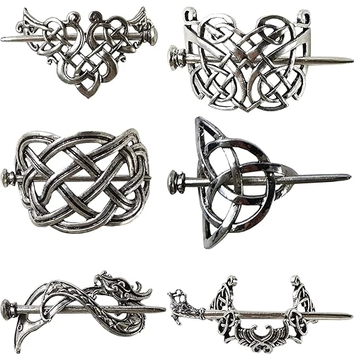 NSBELL 6 pinzas para el cabello celtas vintage, horquillas celtas plateadas, horquillas deslizantes para el cabello, horquillas de aleación con nudo