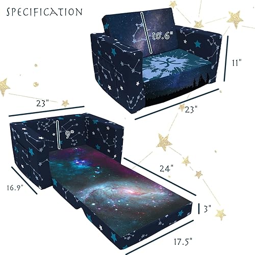 Miniatura 23 de Sofá y tumbona convertible 2 en 1 para niños, sofá abierto con cielo estrellado, silla para niños y niñas 09.23 - 10.22 (Libra),01.20 - 02.18