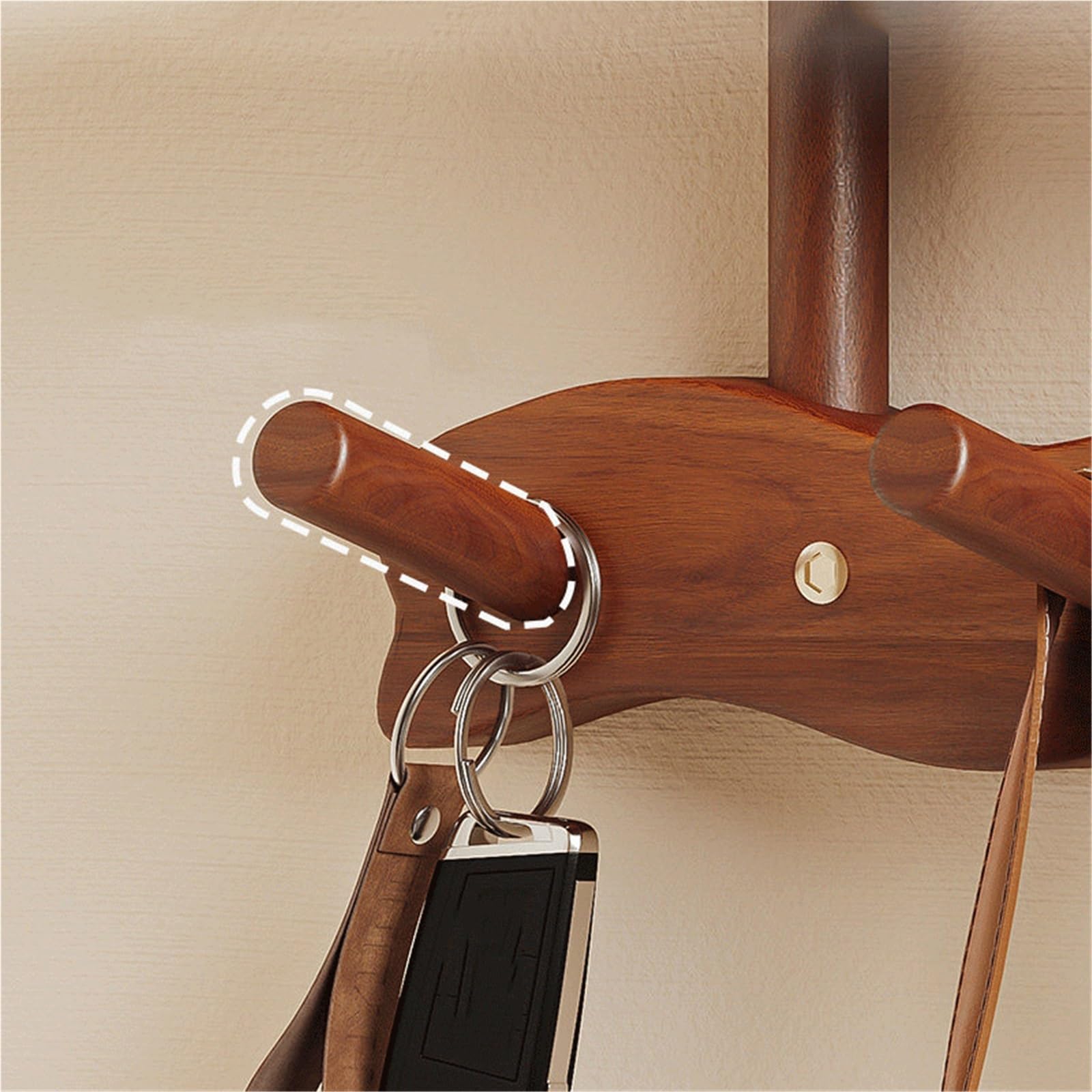 Gain de place Porte-manteau mural en bois massif : un porte-manteau polyvalent qui combine les fonctions de rangement et des vêtements(Bruin,Petit)
