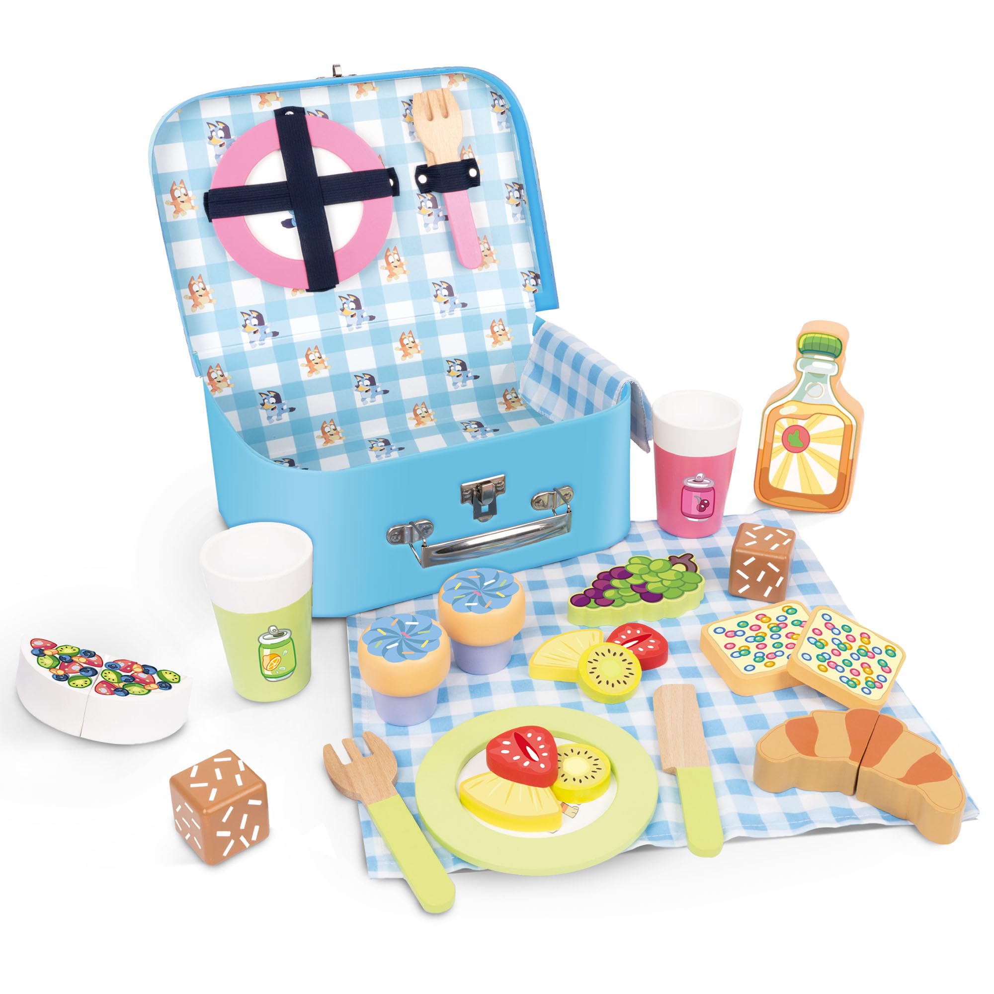 Picnic Basket Set – 30-Piece Wooden Roleplay Toy for Kids with Carry Case, Cutlery & Pretend Food – Made from FSC-Certified Materials – Creative & Engaging Play Kit for Ages 3 and Up