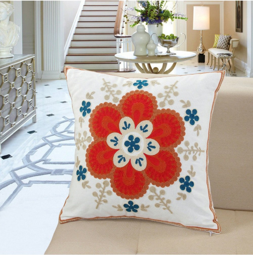 ZUODU Hand Made National Embroidery Bohemian Housewarming Car Home Decoration Cushion Cover/Throw Pillow Cover (Pattern-1)
