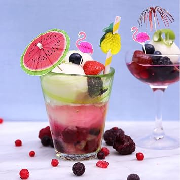 170 Pieces Cocktail Party Decorations, Drinks Accessory Pack with Paper Umbrella Sticks, Flamingo Cocktail Sticks, Tree Cocktail Sticks for Beach, Hawaiian Parties. (Mixed Color)