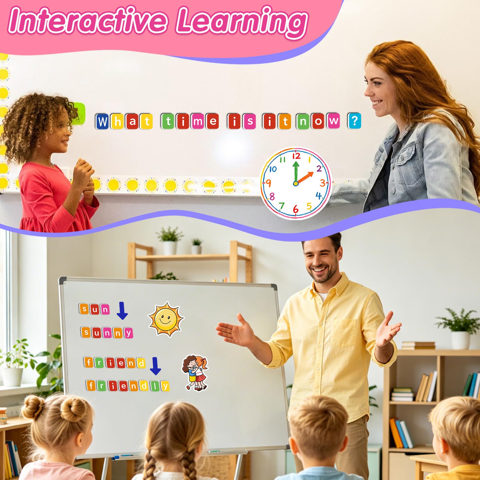 Carreaux de lettres magnétiques pour tout-petits - Aimants de réfrigérateur - Jouets d'apprentissage phonétique - Manipulatives d'orthographe - Jeux de sensibilisation phonémique