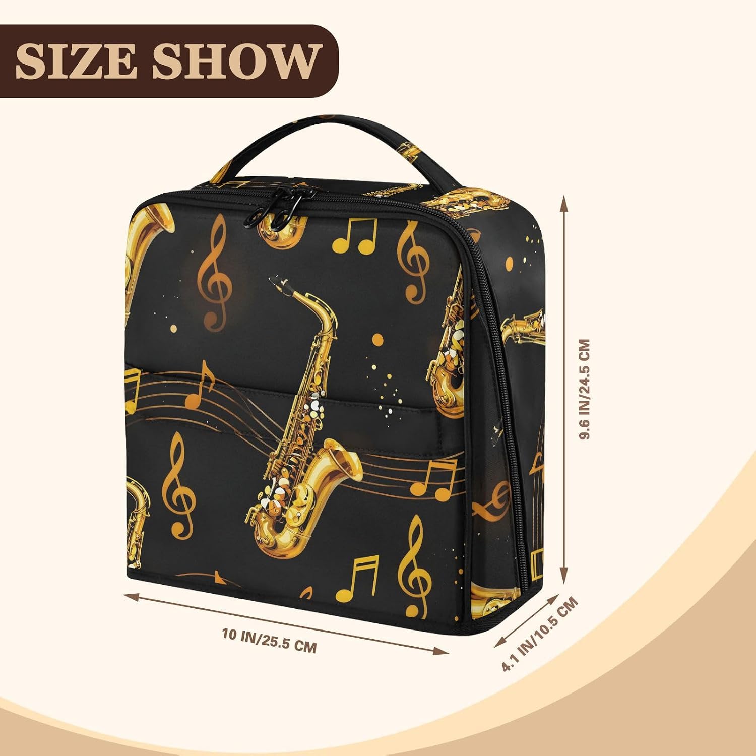Saxophones Jazz Music Standing Makeup Bag image 3