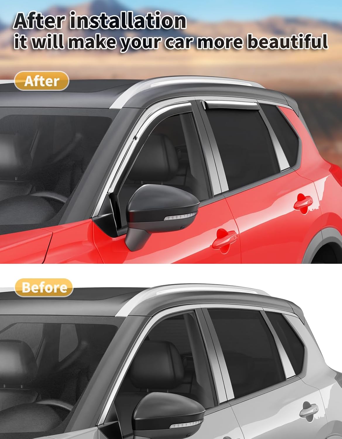 in-Channel Window Rain Guards Fit for Nissan Rogue 2021 2022 2023 2024 2025 2026, Extra Durable Window Visors Window Deflectors Vent Visors Vent Shades Car Accessories-4 pcs