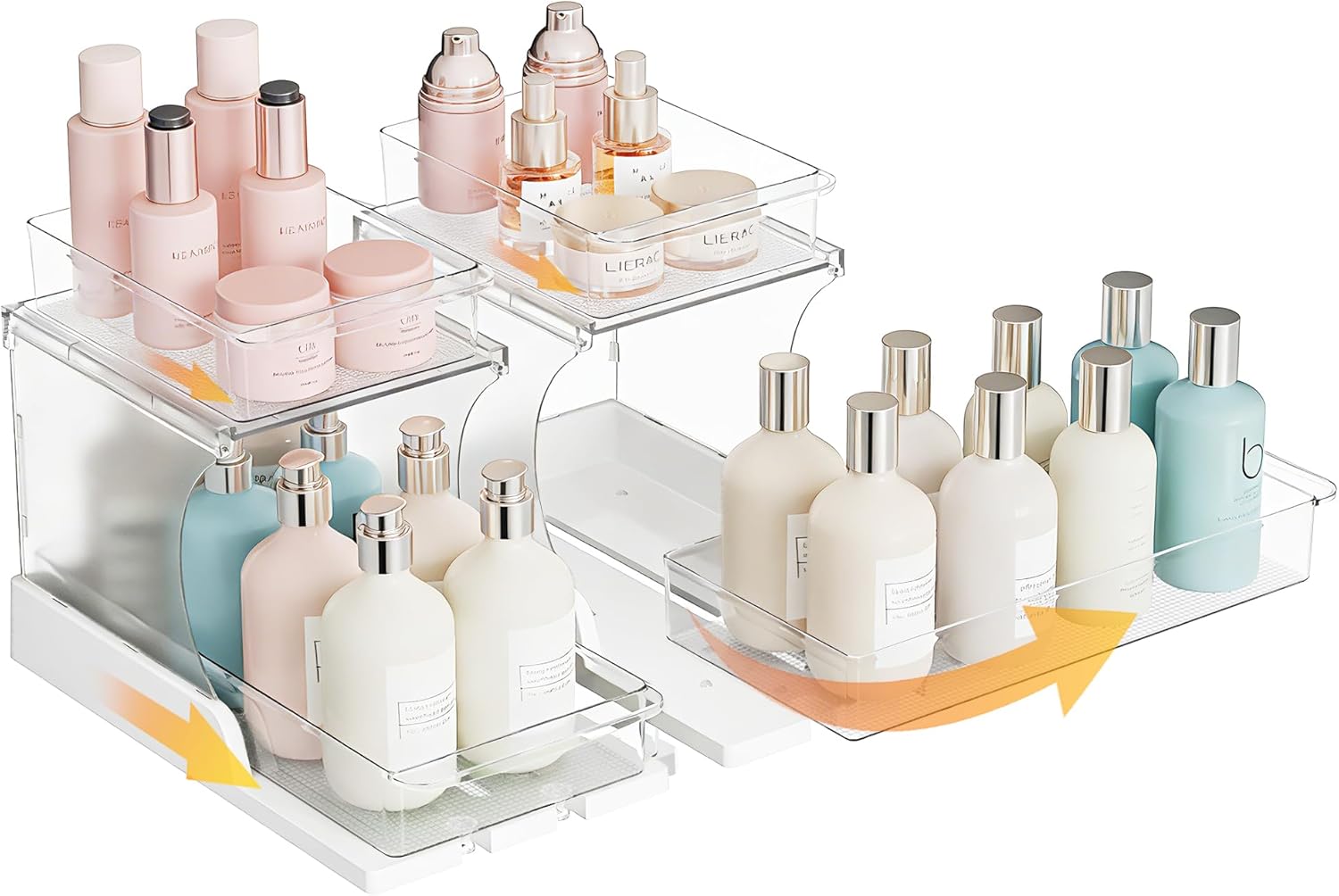 Attelite Makeup Organizer 2-Tier Makeup Storage Cosmetics Organizer with 180° Rotating Design Sturdy durable Versatile Perfume Vanity Organizer for Countertops, Bathrooms, Office Supplies 2PACK