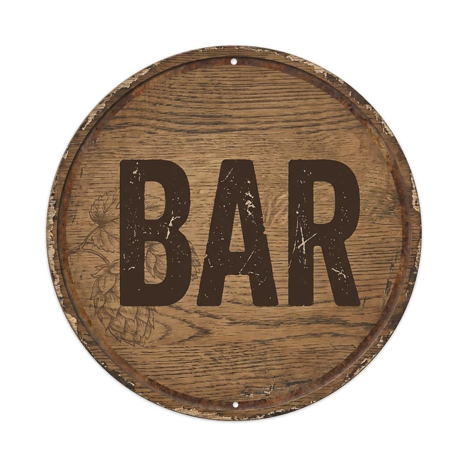 Vintage Beer BAR Hickory Plank Retro for Pub Metal Tin Sign