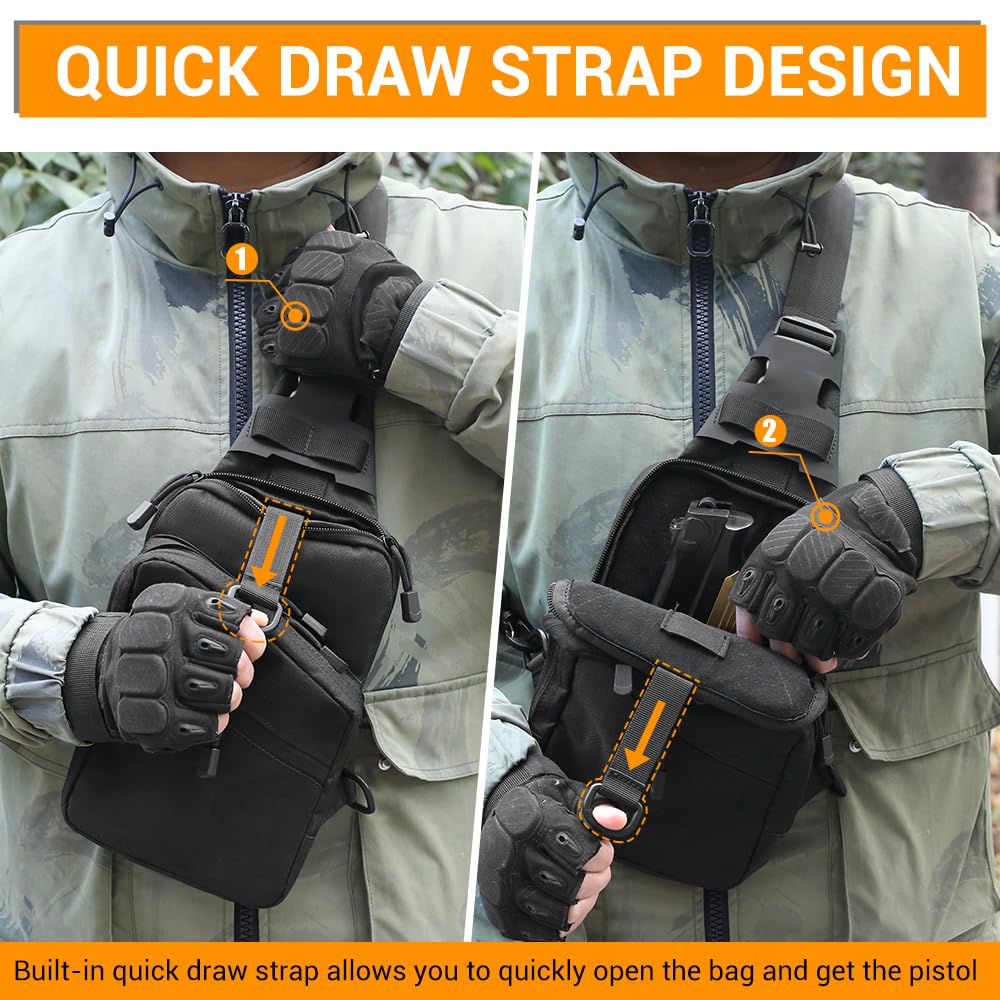 EDC Sling Brusttasche, Taktische Umhängetasche, Verdeckter Waffentasche, Trage Schulterrucksack für Männer, Reisen, Wandern, Outdoor