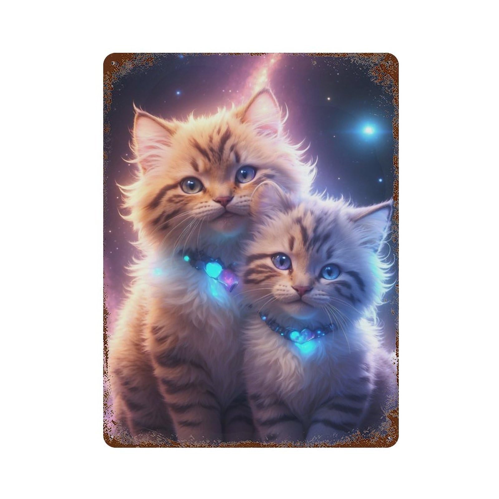 Garage Style Colorful Kitties Vintage Rust Metal Sign 15.7"x11.8", Rustic Home Decor for Bar And Workshop