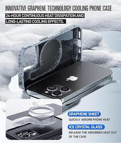 Miniatura 2 de Funda de refrigeración de grafeno para iPhone 14 Pro Max magnético fuerte compatible con MagSafe protección de grado militar de 360 refrigeración