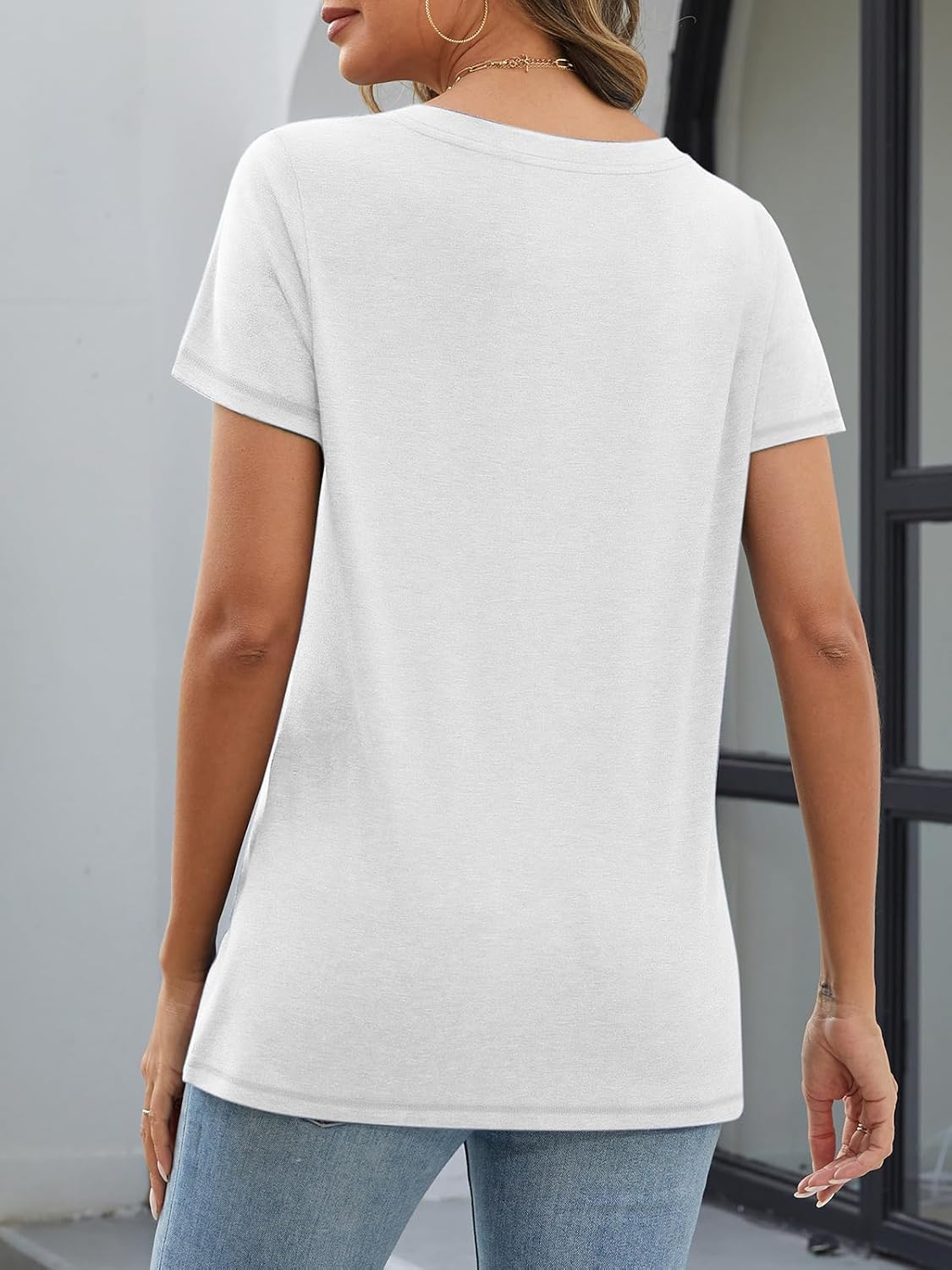 Womens T Shirts Short Sleeve V Neck Tops with Pockets Summer Fashion Trendy Soft Casual Comfy Outfits Clothes 2026 - Image 4