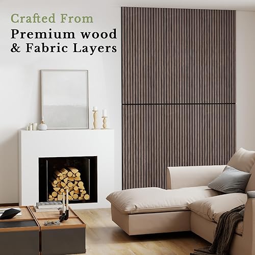 Miniatura 3 de MISSDAY Paneles de pared acústicos de listones de madera, 4 paquetes de 47.2 x 23.6 pulgadas, panel insonorizado de nogal para decoración de pared