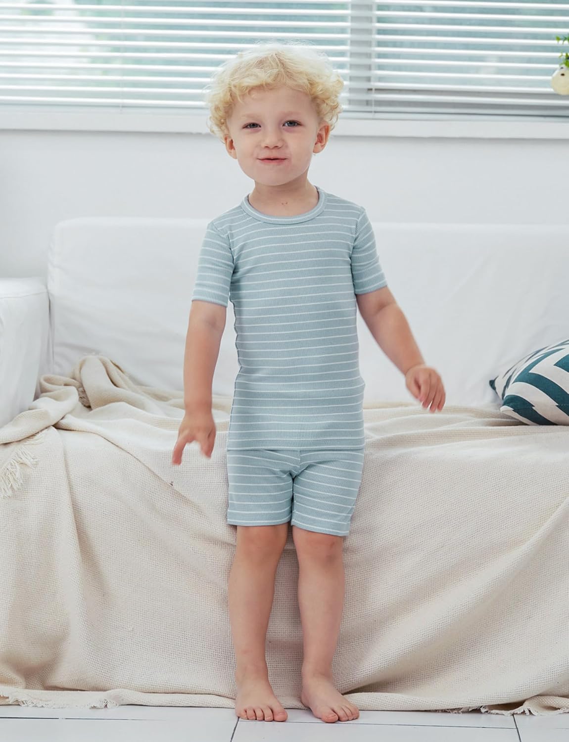 AVAUMA Stripe Pattern Baby Boys Girls Pajama Set Kids Toddler Snug fit Ribbed Sleepwear pjs for Daily Life Style - Image 3