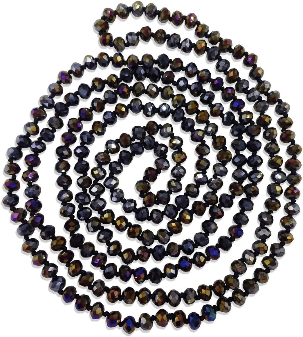 MGR MY GEMS ROCK!80-inch 6x8MM Endless Infinity Beaded Long OR 4-Layer Multi Strand Statement Crystal Necklace.