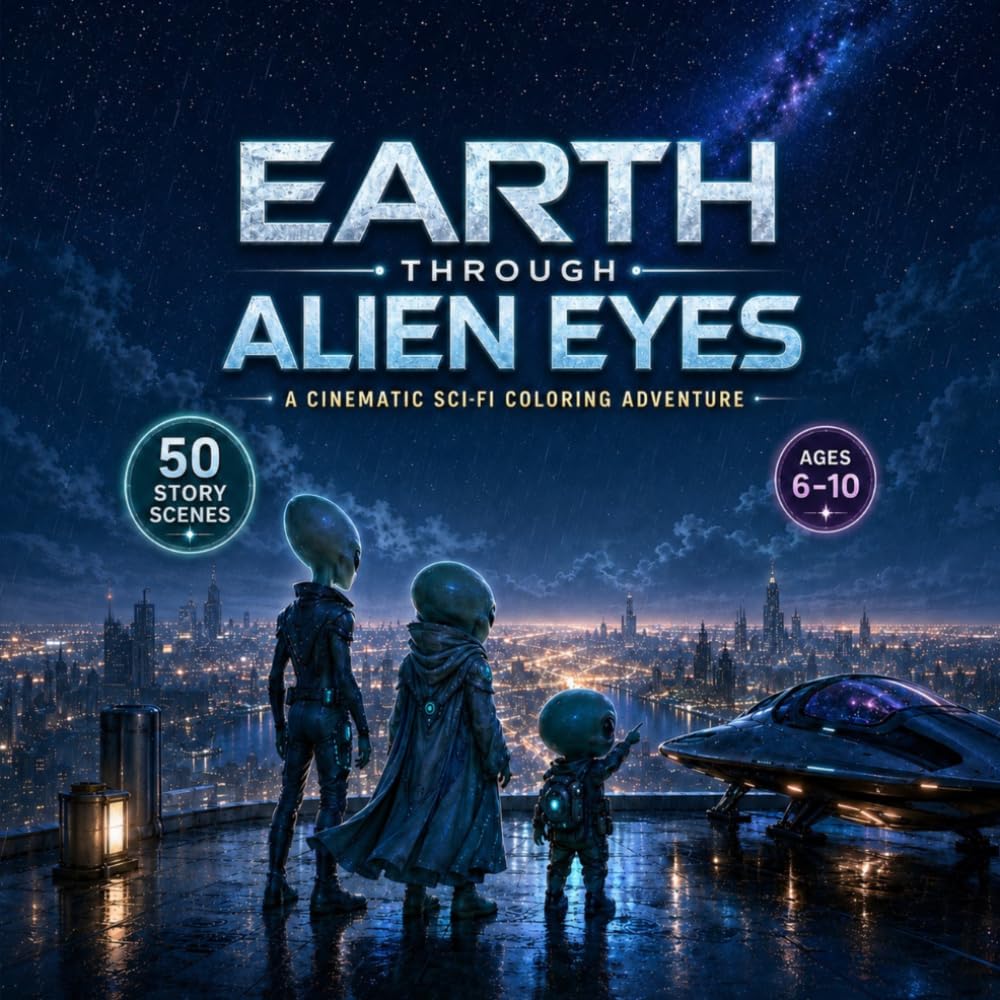 Earth Through Alien Eyes: A Cinematic Sci-Fi Coloring Adventure