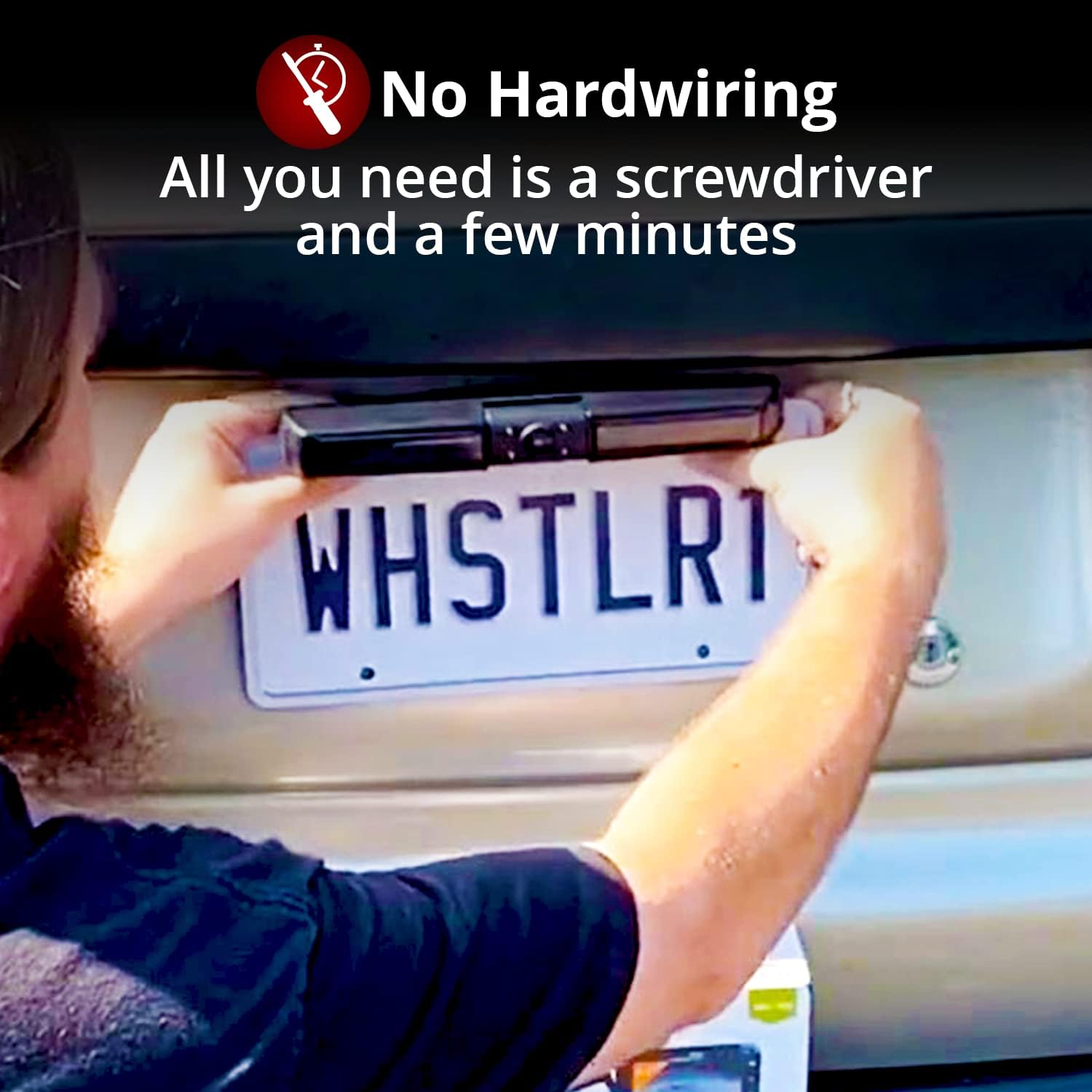 Person installing the Whistler WBU-800 camera over a license plate