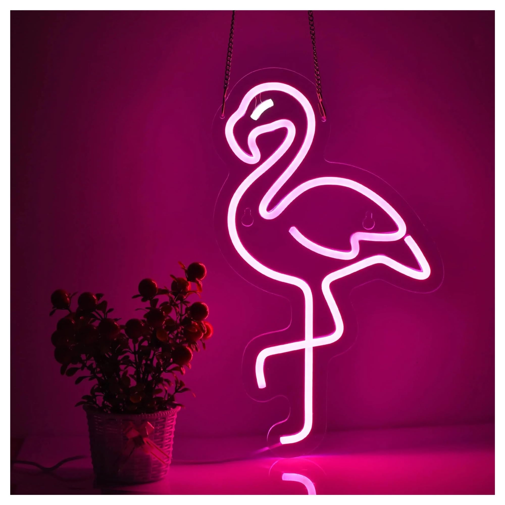 LEMST Sign Lamp Flamingo Neon Sign,Suitable for Bedroom, Tropical Party Decoration 40.64x24.15cm