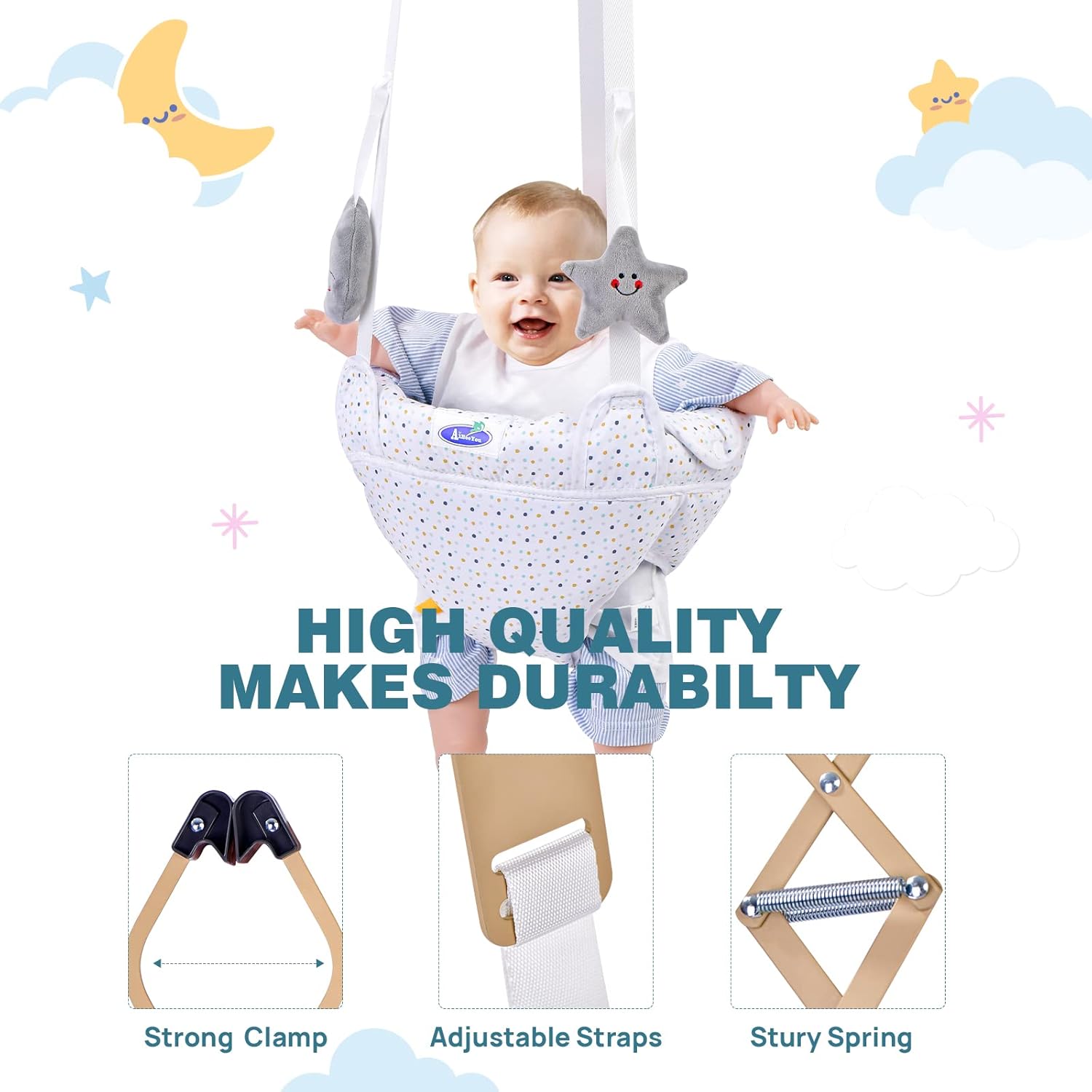 Baby Jumper Doorway, Baby Door Jumper with Adjustable Strap, Baby Jumper for Indoor/Outdoor Play, Easy to Assemble & Store (Ideal Gift for 6-24 Months)