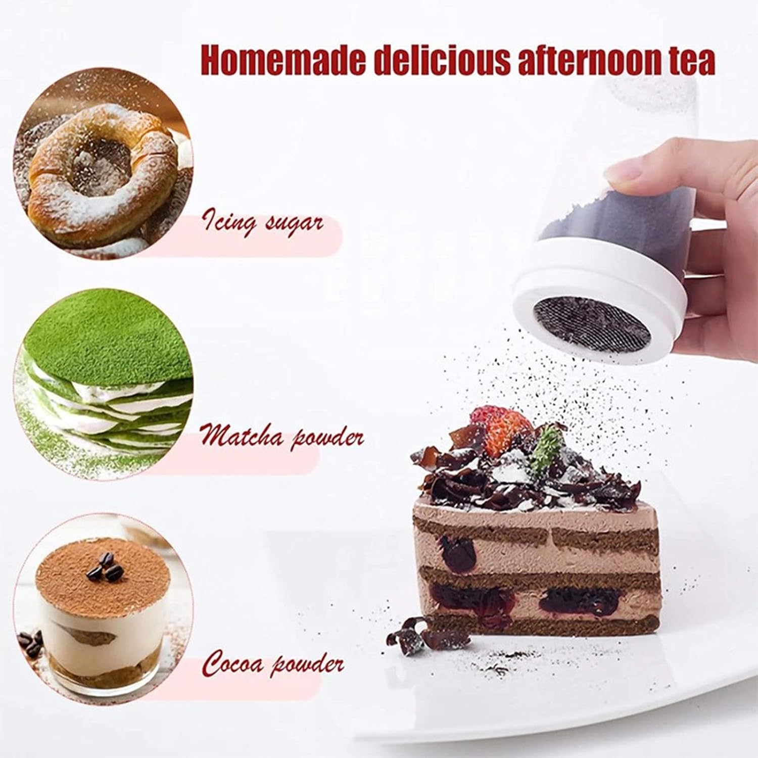 Innovative Flour Sprinkler Portable Flours Container Cocoas Powder Shaker Plastic Flour Dispenser Bottle For Home Baker Adjustable Flour Sifter