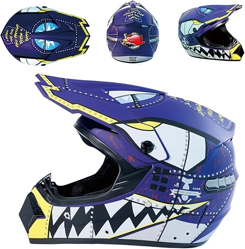 Miniatura 2 de Motocross Helmet DOT Dirtbike ATV Motorcycle Mountain Bike Full Face Helmet with Goggles Gloves Mask