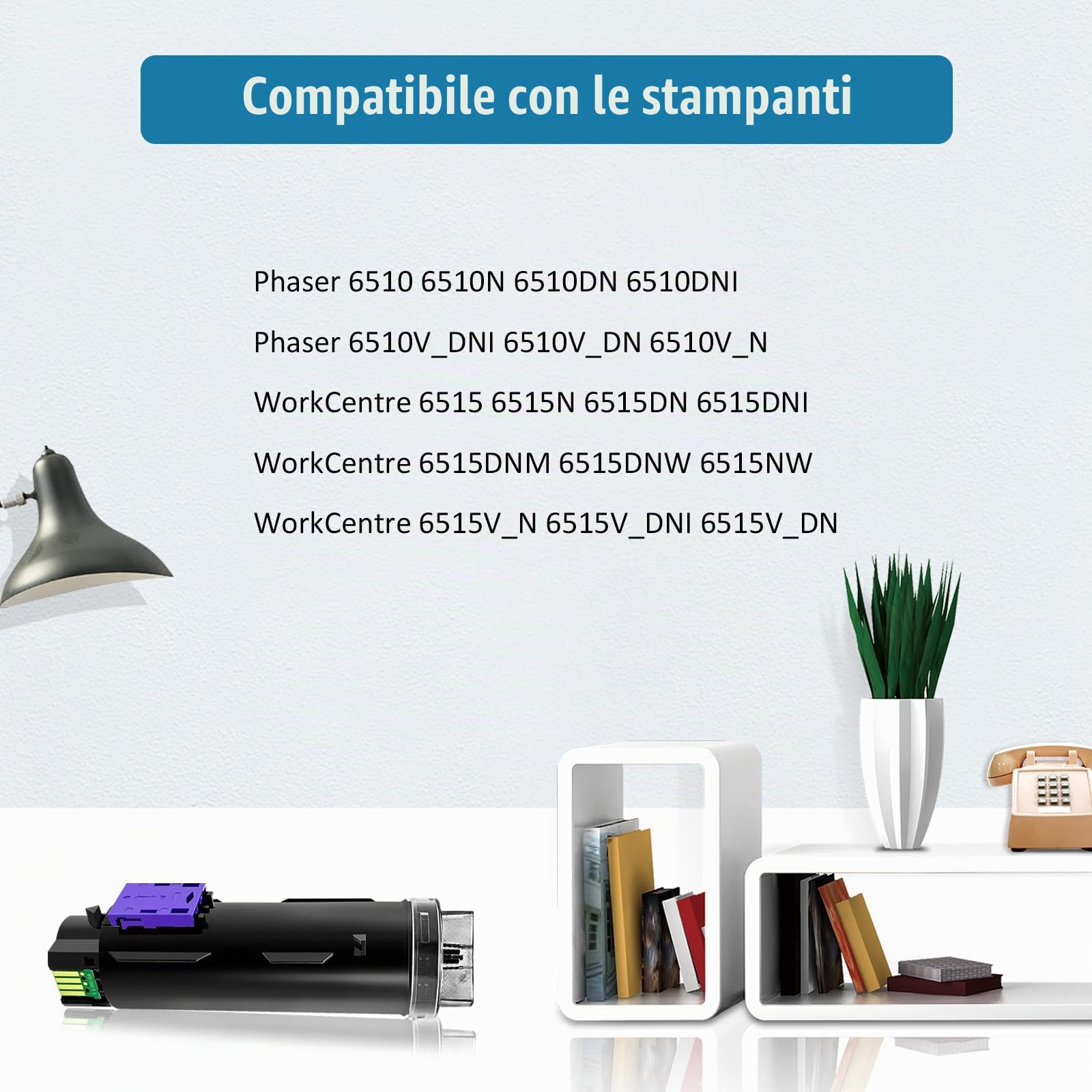 6510 Toner Cartuccia Compatibile per Xerox 6510N 6515N | 4 Colori,Compatibile per Xerox Phaser 6510 6510DN 6510DNM 6510DNI 6515 6515DN 6515DNM 6515DNI 6515DNW 6515NW Stampante