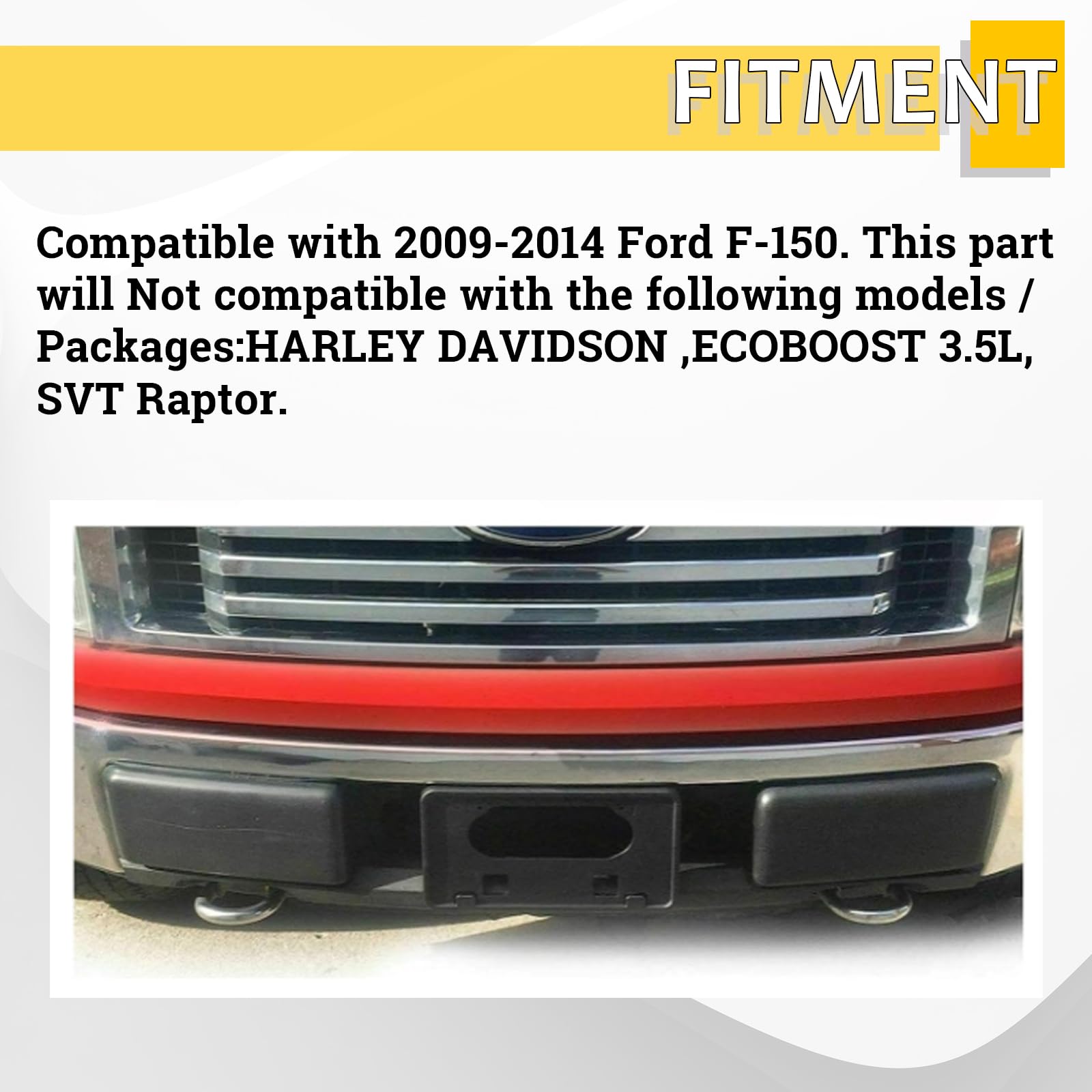 KUAFU Front Bumper Guards Pads & License Plate Frame Bracket Compatible with 2009-2014 Ford F150 Replacement for FO1068134, 9L3Z17A385A, 9L3Z17E810B, FO1053100