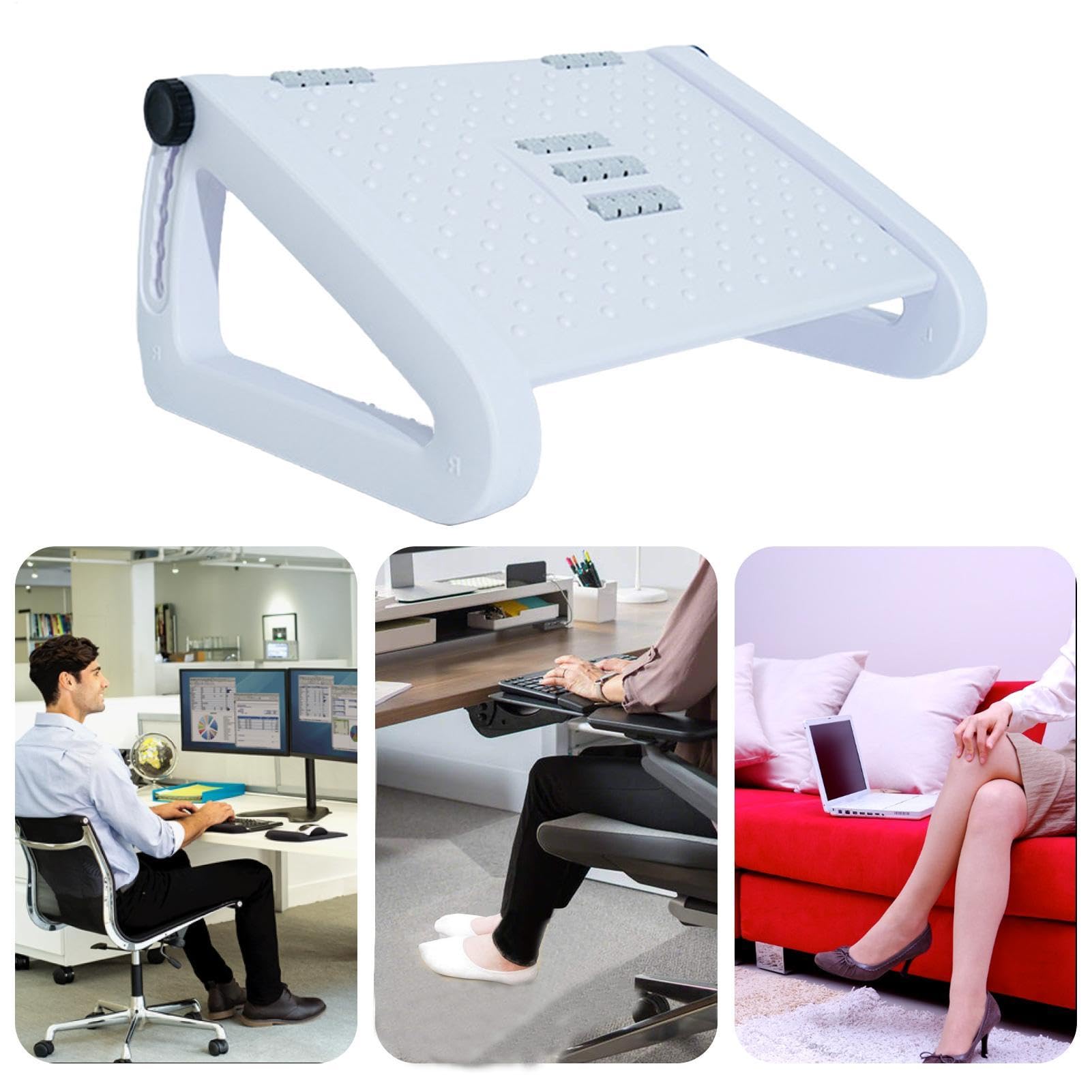 Poggiapiedi sotto la scrivania, poggiapiedi, con rullo massaggiante e 6 | impostazioni di altezza, ergonomico, per uomo e donna