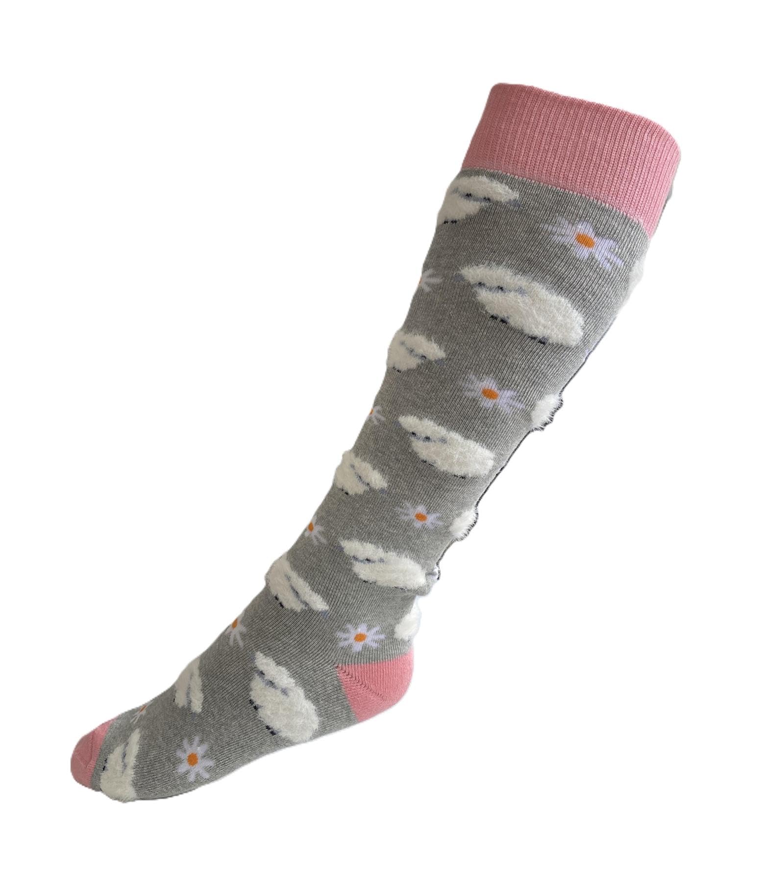 House Of Tweed Ladies Animal Lovers Cotton Rich Breathable Long Wellington Welly Socks Boot Socks 3-7 (UK, Numeric, 3, 7, Regular, Regular, Sheep Welly Socks Grey)