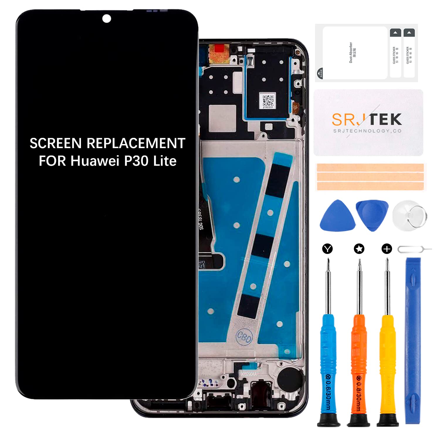 For Huawei P30 lite 2019 Screen Replacement For Huawei Nova 4e LCD Display For Huawei P30 lite 2019 Touch Screen Digitizer AL00 Assembly Repair Kits( With Frame,Black)