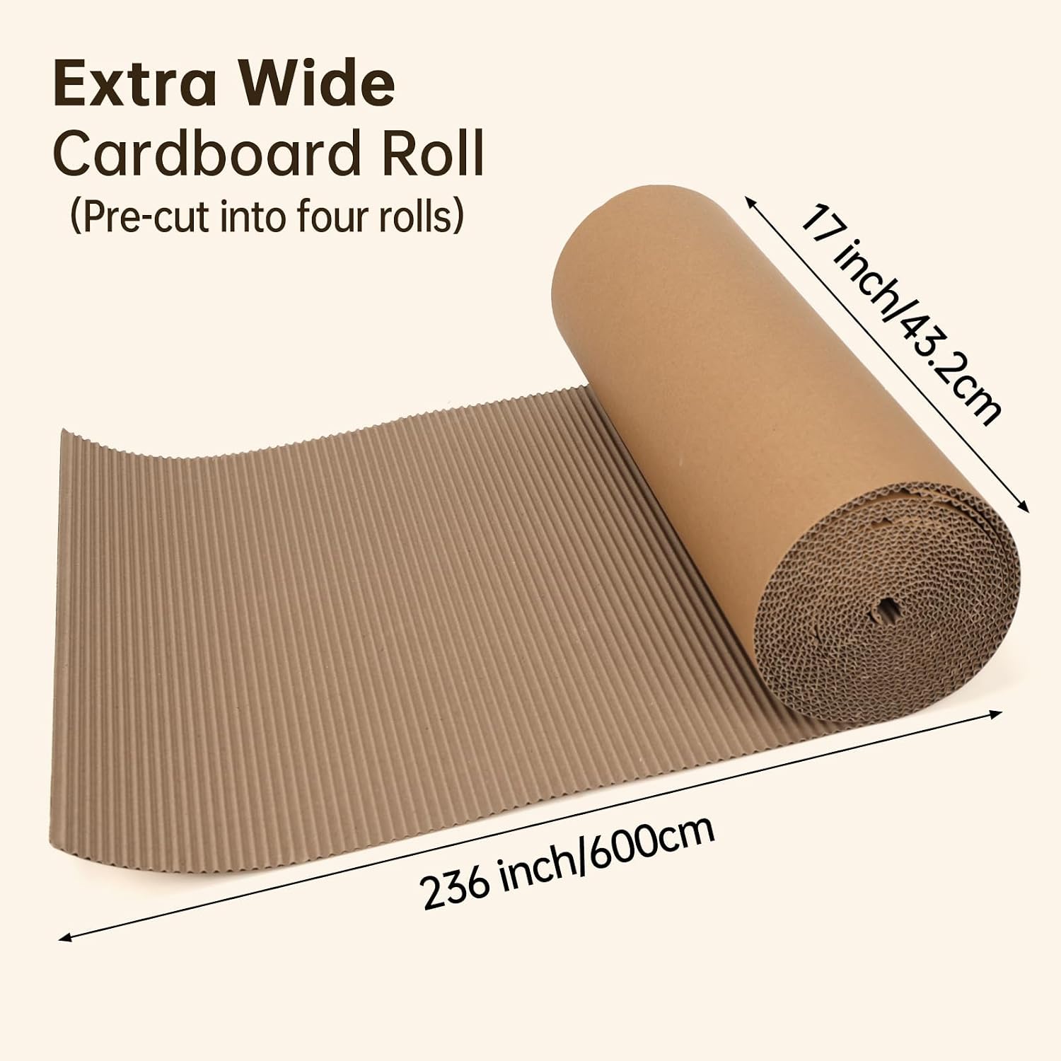 MEBRUDY 17x236 Inch Corrugated Cardboard Roll, Brown