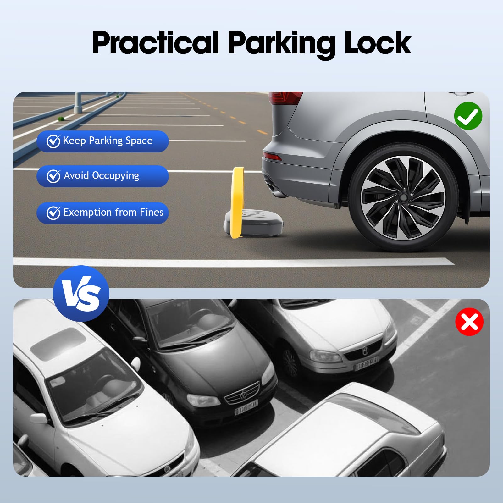 Parkplatzsperre mit Fernbedienung, Parksperre Klappbar Antikollision 180° Schutzart IP67 Intelligente Auto-Parksperre Alarmfunktionen Automatische Parkplatzsperre
