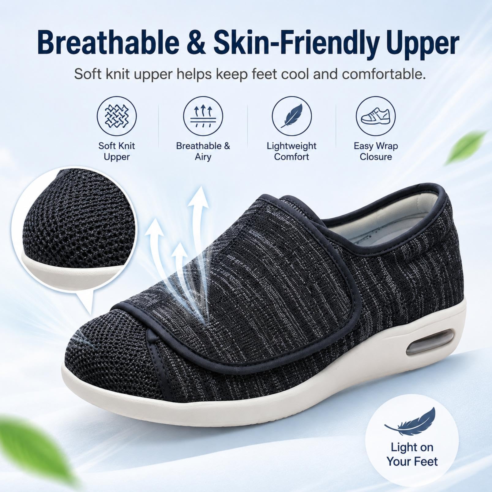 Generisch Men's Bandage Shoes, Extra Wide, Diabetic Shoes