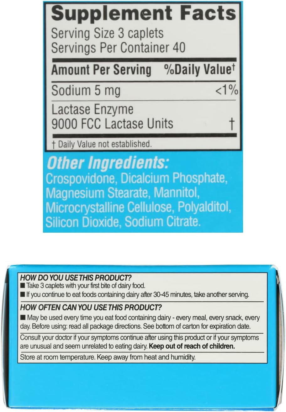 Rite Aid Fast Acting Dairy Relief Lactase Enzyme – 120 Caplets | Lactase Enzyme Supplement | Lactose Intolerance Pills | Dairy Relief Pills | Digestive Enzyme Supplements | Digestive Enzymes