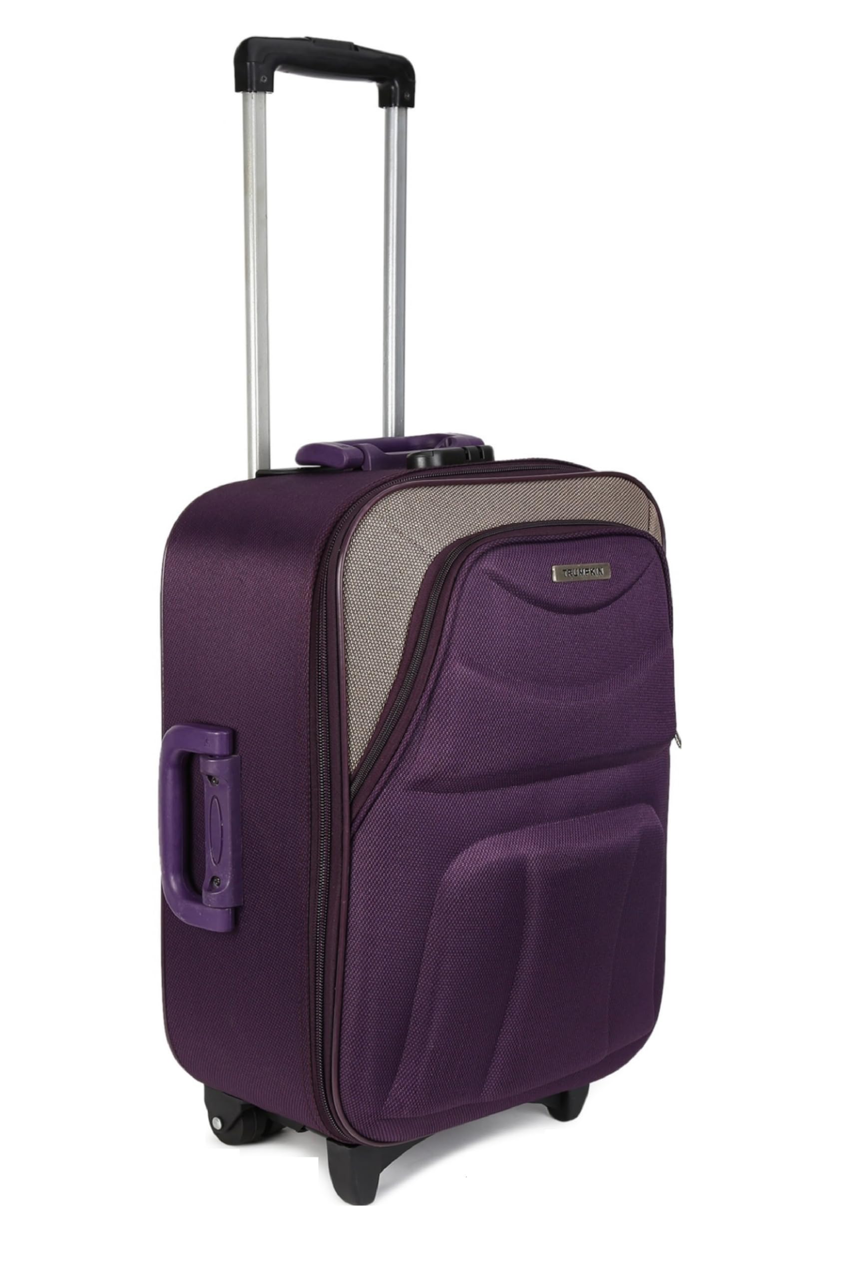 Scottish Model Polyester Soft-Side 66cm Medium Check-in 2 Wheels Luggage Trolley Bag with Spinner Wheels (Medium, Purple Brown)