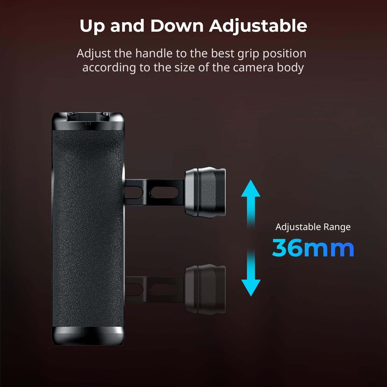 SMALLRIG HawkLock H21 QR - Maniglia laterale laterale con guida Nato, per mancini o destrorsi, regolabile in altezza, 36 mm/1,4 pollici, impugnatura ergonomica con slitta flash, fori filettati 1/4"-20