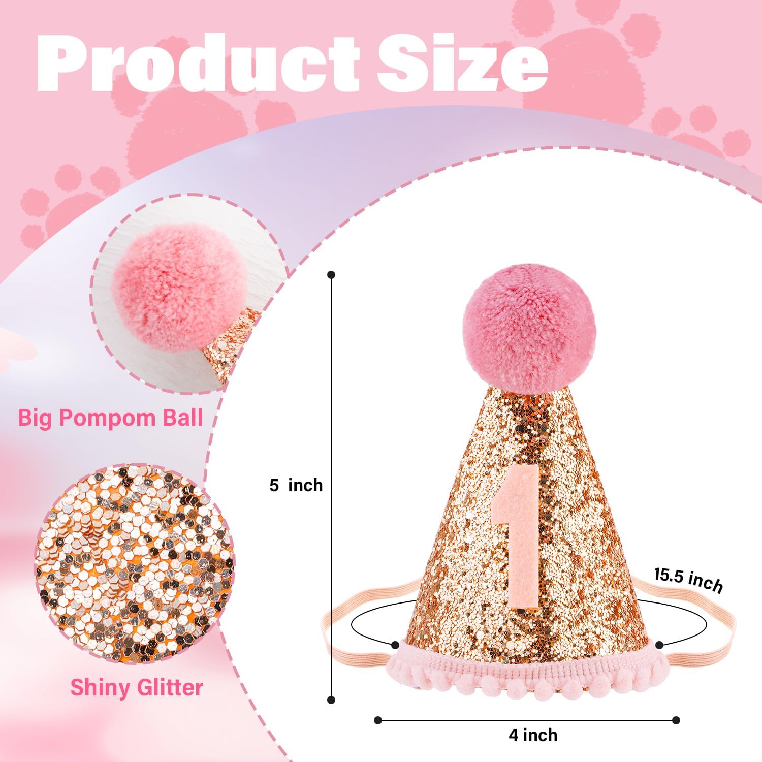 SuPoo 2nd to 6th Birthday Decorations for Girl Sprinkle Birthday Hat Headband Birthday Crown for Girl Princess Tiara Gift - Image 2