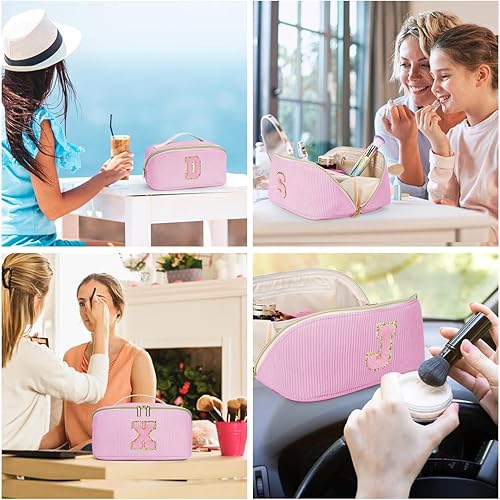 Miniatura 8 de DTBG Bolsa de cosméticos de viaje de gran capacidad, Rosado, 40