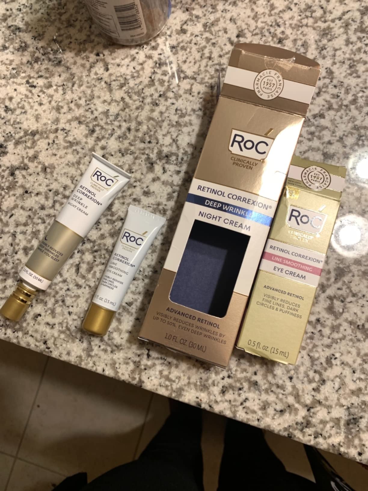 RoC Retinol Correxion Value Set Duo, Deep Wrinkle Anti-Aging Night Face Cream + Under Eye Cream for Dark Circles & Puffiness - Retinol Eye Care