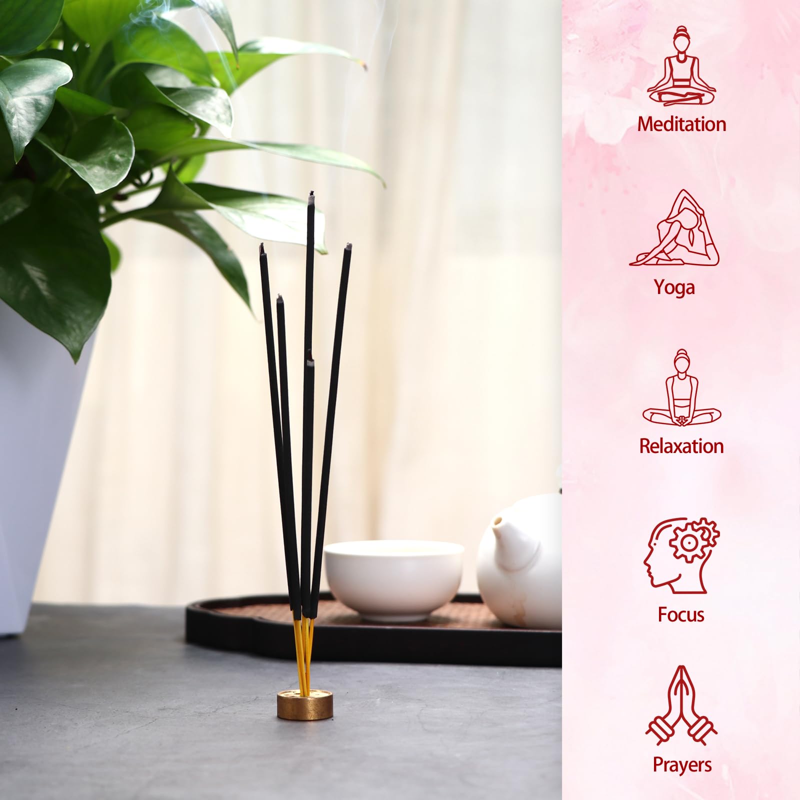 Räucherstäbchen, handgefertigt, natürlicher Sakura-Duft, brennt 25–35 Minuten, japanische Kirschblüten-Räucherstäbchen ohne Chemikalien, Joss-Sticks zur Entspannung, Stressabbau, Angstlinderung,