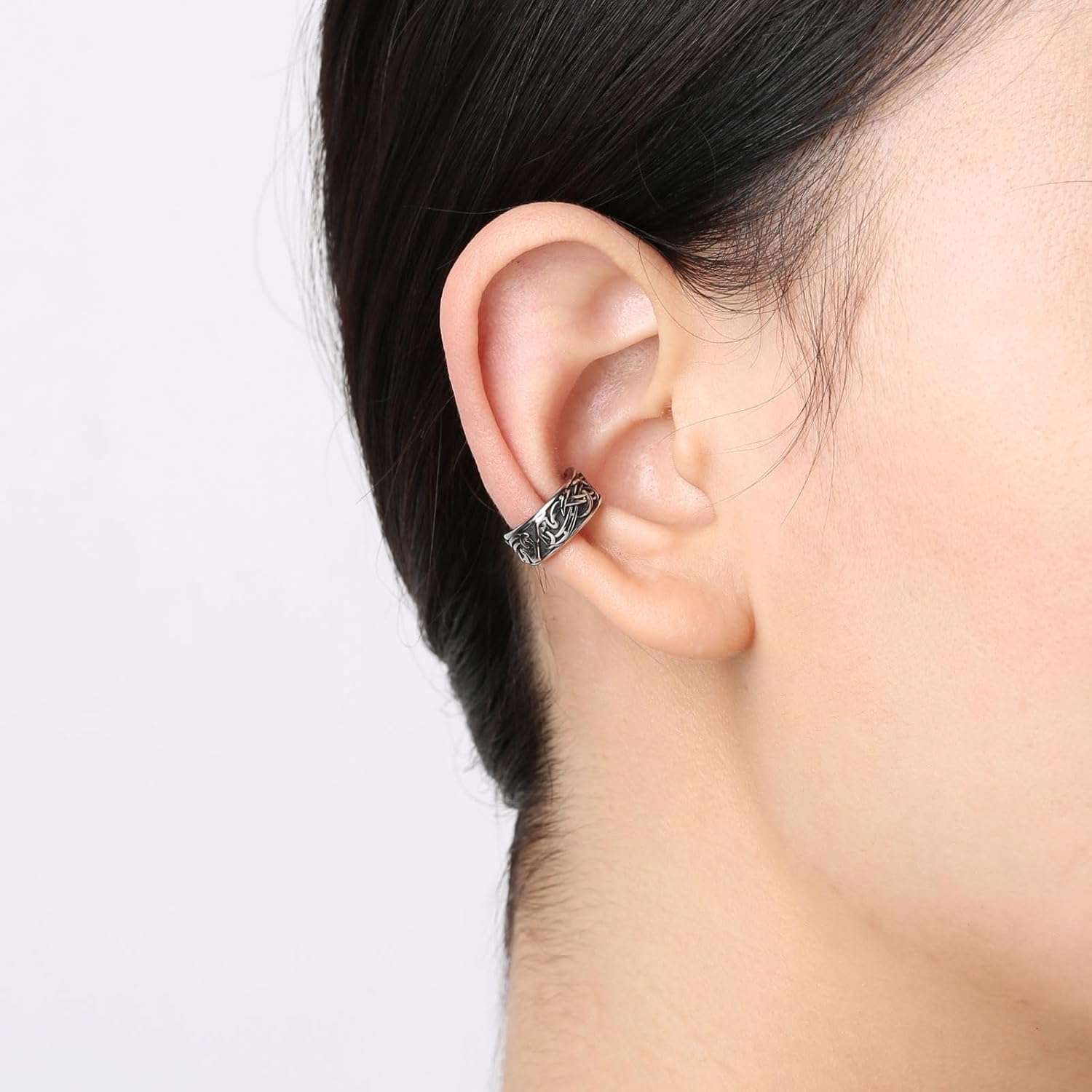 HZMAN Celtic Knot Ear Cuff Earrings for Men Women Stainless Steel No Piercing Clip On Cartilage Retro Knot Pattern Earring Jewelry Gift - Image 2