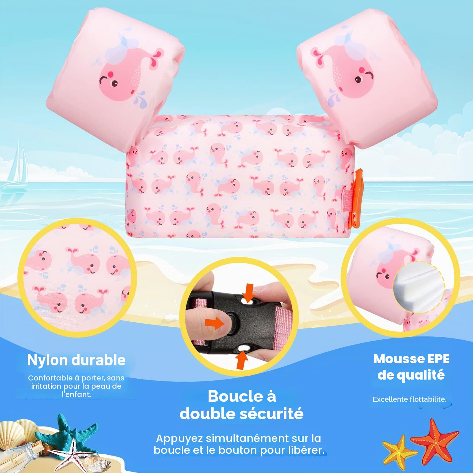 MoKo Gilet de Natation Enfant, Brassards de Natation Enfant Ceinture Réglable Gilet de Flottaison à Dessin Animé Flottant Mignon, Dispositif de Flottaison pour Garçons Filles