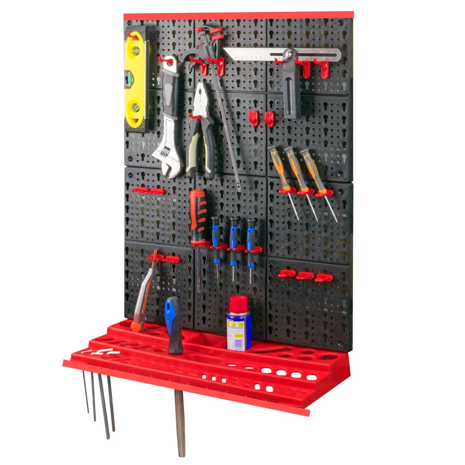 Kct 3 Pcs Plastic Wall Mounted Tool Board Rack Storage Garage Organiser Workshop Diy Shed Shelves 5060502538628