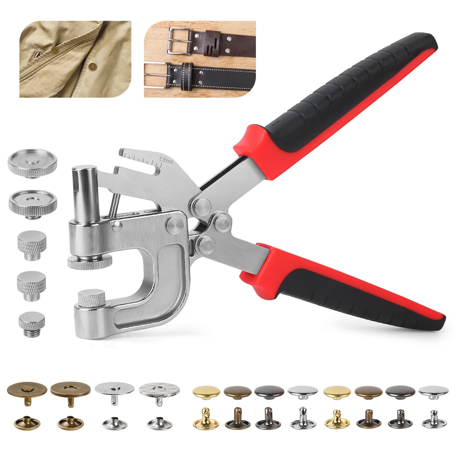 Photo 1 of 160 Set Rivets for Leather Crafting and 20 Set Magnetic Buttons, 4 Colors 10 MM Double Cap Rivets & 18 MM Magnetic Snaps for Purses and Totes with Snap Fasteners Tool, for Leather, Boots, Belt