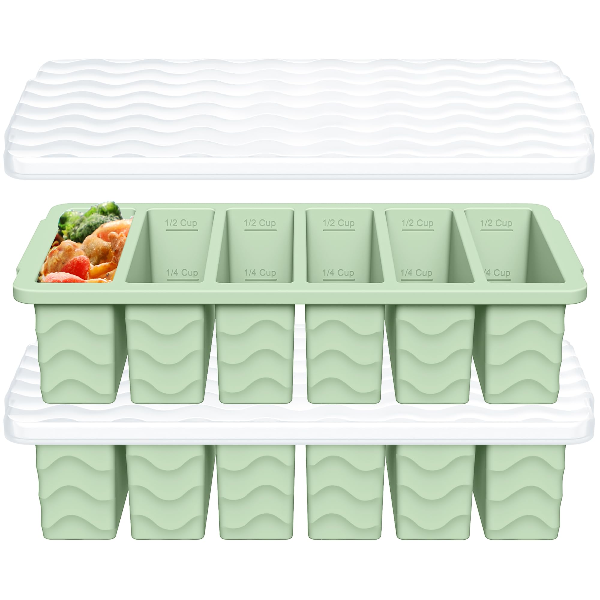 Aopigavi 1/2 Cup Silicone Freezer Molds with Lid, 2-Pack