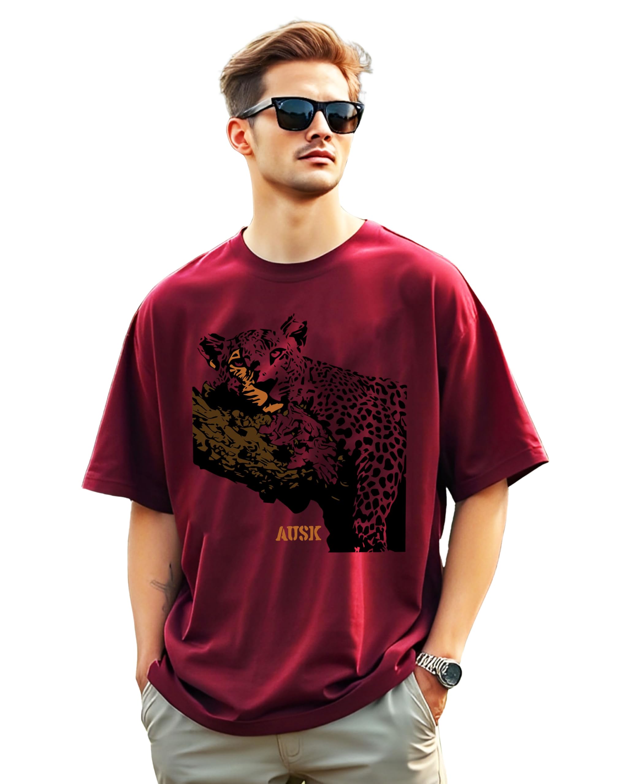 Anouk Men's Round Neck Oversized Printed T Shirt for Men in multi