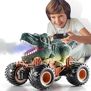 Bennol Remote Control Dinosaur Car for Boys Kids 4-7, 2.4Ghz RC Dinosaur Truck Toys for Toddlers, Electric Hobby RC Car Toys with Light & Sound Spray Function for 3 4 5 6 7 8 Year olds Kids Boys Girls