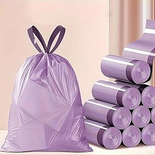 30PCS Thick And Durable Portable Purple Drawstring Scented Trash Bag, Suitable for Kitchen, Bathroom, Bedroom, Camping (30)